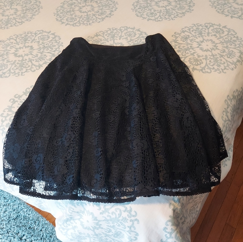 Black Lace Circle Skirt - Feminine Flared Silhouette